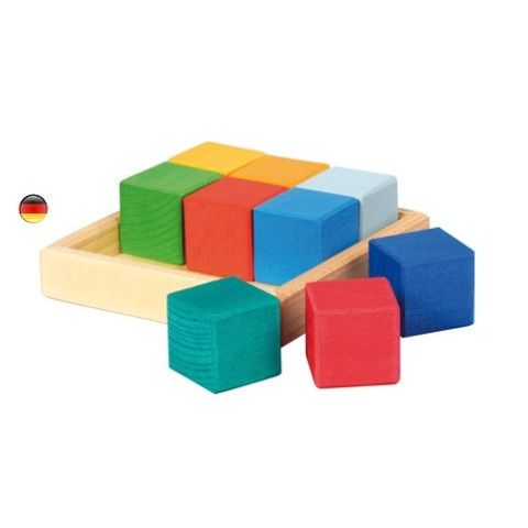 Quadrat cubes, puzzle encastrement, jouet d'éveil en bois Gluckskafer nic
