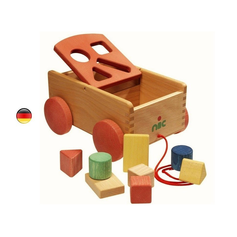 Chariot boite à formes en bois Bio, jouet d'eveil de Nic Walter