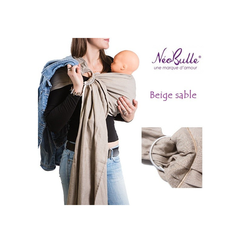 Bulline beige, sling de portage Néobulle, echarpe sans noeud porte bébé physiologique de néobulle france