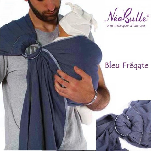 Bulline bleu fregate, sling de portage Néobulle, echarpe sans noeud porte bébé physiologique de néobulle france