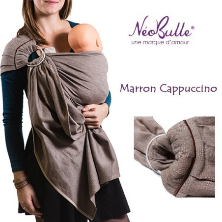 Bulline marron cappuccino, sling de portage Néobulle, echarpe sans noeud porte bébé physiologique de néobulle france