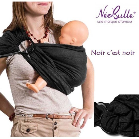 Bulline noir, sling de portage Néobulle, echarpe sans noeud porte bébé physiologique de néobulle france