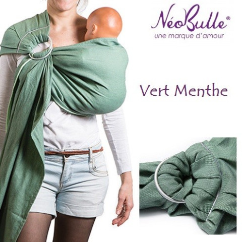 Bulline vert menthe, sling de portage Néobulle, echarpe sans noeud porte bébé physiologique de néobulle france