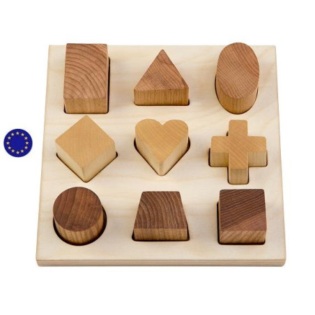 Puzzle encastrement de formes en bois naturel varié, jouet montessorie t steiner waldorf de wooden story
