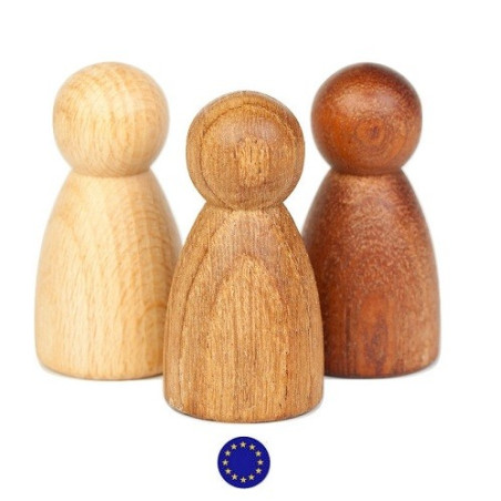 Nins®, 3 amis en bois variés, jouet libre en bois steiner waldorf et montessori de grapat