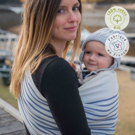 Néo Sling Malo, écharpe de portage sans noeud, porte bebe hamac physiologique ne tissu de neobulle France à strasbourg