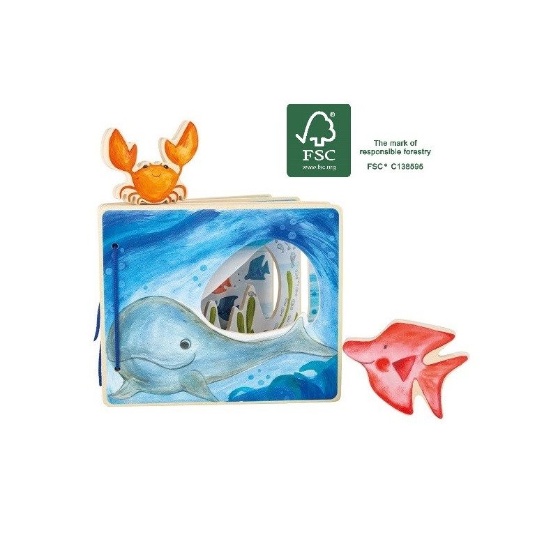 Livre d'images interactif en bois pour bébé, la mer de Legler small foot