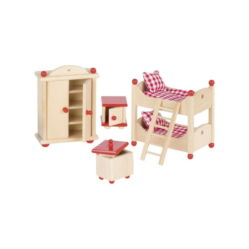 Meubles pour maison de poupée : la chambre des enfants, jouet en bois steiner waldorf de goki