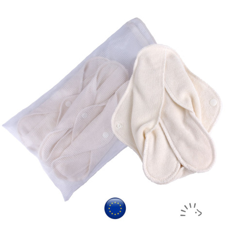 Serviettes hygiéniques lavables coton bio x5, modulables selon flux popolini