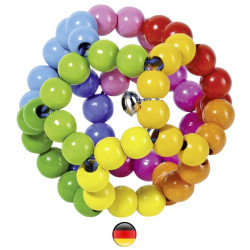 Hochet balle flexible multicolore avec perles, jouet en bois bébé de goki baby