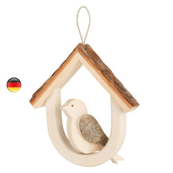 Mobile suspension nichoir oiseau en bois clair pour decoration waldfabrik